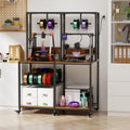 Double 3D Printer Stand with Filament Storage, Heavy-Duty Metal & MDF Dual Printer Workbench, T-Type Filament Holders, Lockable Wheels, Mobile 3D Printing Workstation for Home Studio & Workshop
