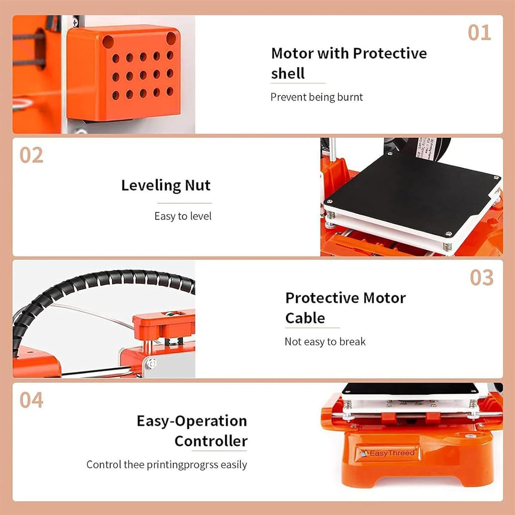 Mini 3D for Kids Printer,Removable Platform One-Key Printing,with PLA Filament Magnetic Removable Plate USB Cable TF Card Max Print Speed 40mm/s (Red)