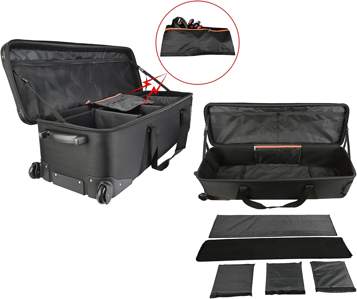 MagicLine Studio Trolley Case 47.2x15x13 inch/120x38x33 cm, Rolling Camera Case, Carrying Bag with Wheels for Photo Video Studio Gears, Light Stands, Tripods, Strobes and Studio Lights, Telescopes.