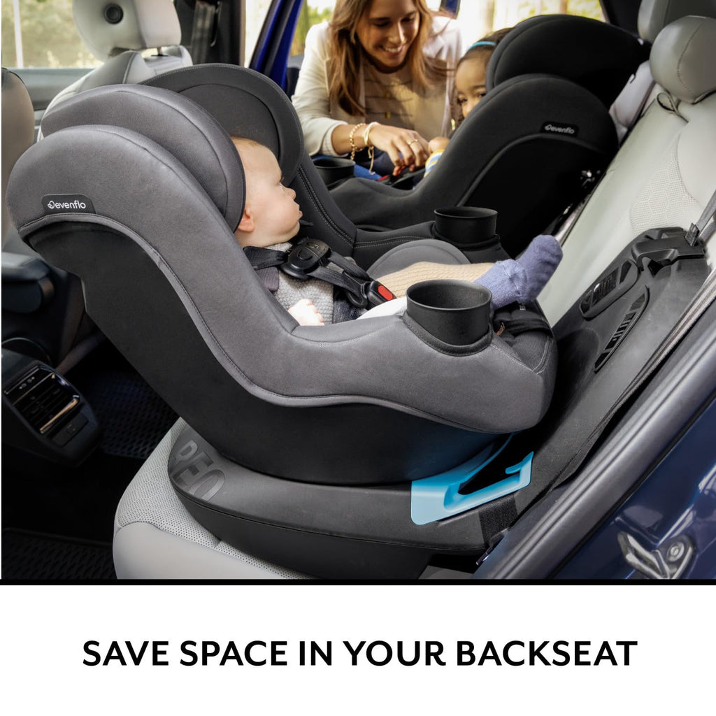 Evenflo REO by Revolve360 Rotating 2-in-1 Convertible Car Seat, 360 Degrees, Infant to Toddler, Forward and Rear Facing, Compact Design, One-time Install (Brookline)