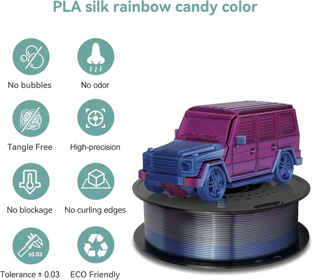 Kingroon 16kg Silk Rainbow PLA Filament Bundle, 1.75mm Multicolor Gradient 3D Printer Filament,16x1 kg Spools, High Precision ±0.03mm, No Clogging Tangle Free Silk PLA for FDM Printing