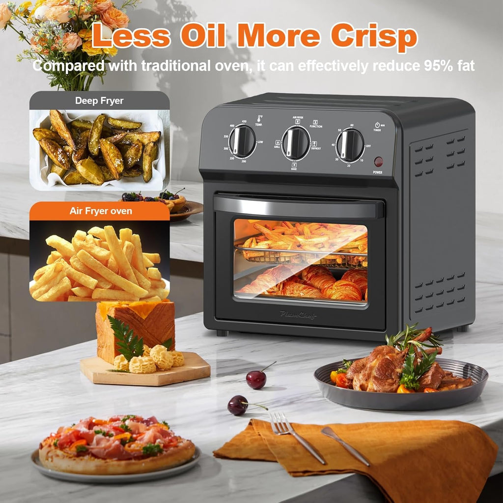 Family Size Air Fryer Toaster Oven Combo,360° Hot Air Circulation for Healthy Oil-Free Cooking, Multifunctional Convection Contertop Oven, Adjustable Time & Temp Control