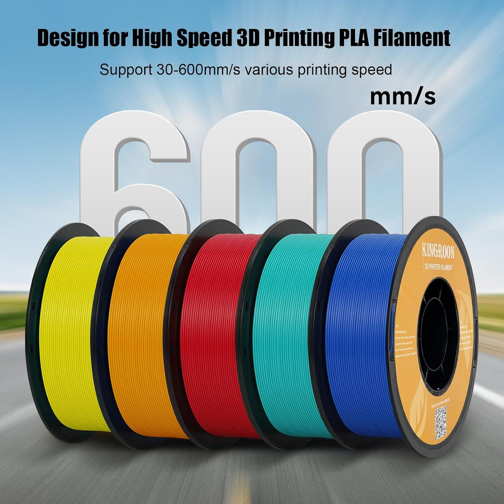 Kingroon High Speed PLA Bundle 3D Printer Filament 1.75mm, 3D Printer Rapid Filament for 30-600mm/s Hyper Printing Filament, Dimensional Accuracy +/- 0.03 mm, 10 kg Plastic Spool (22lbs（Mixed Colors）