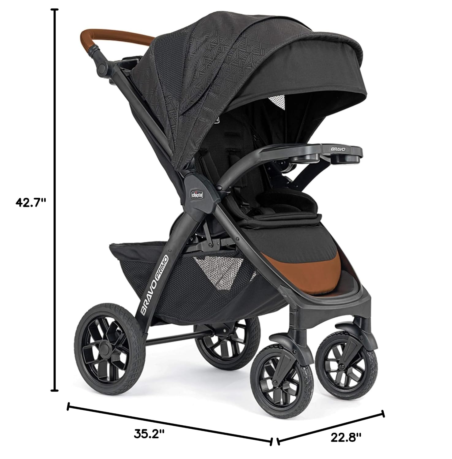 Chicco Bravo Primo 3-in-1 Trio Travel System, Bravo Primo Quick-Fold Stroller with KeyFit 35 Zip Infant Car Seat and Base, Springhill/Black