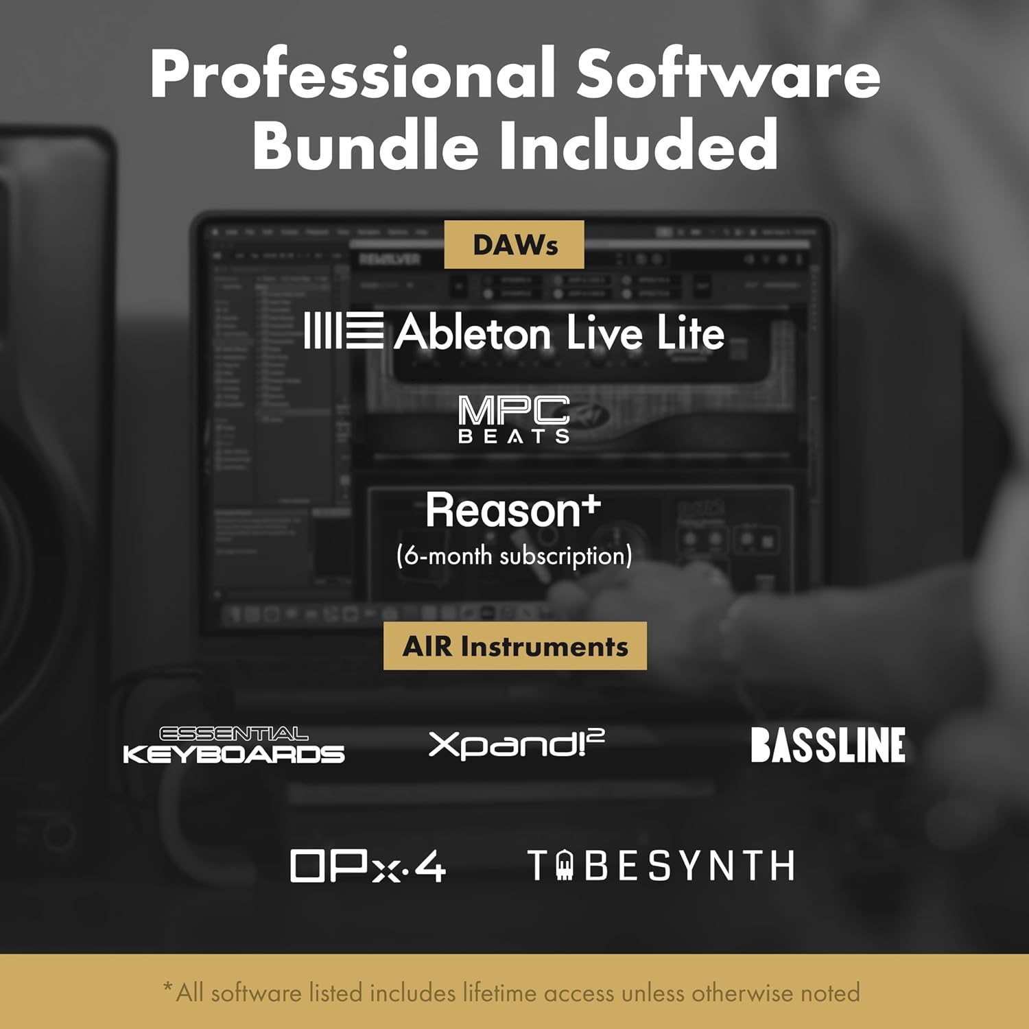M-AUDIO M-Track Duo HD Audio Interface, M100 Condenser Microphone and HDH41 Studio Monitoring Headphones for Recording, Producers, Content Creators and Podcasters