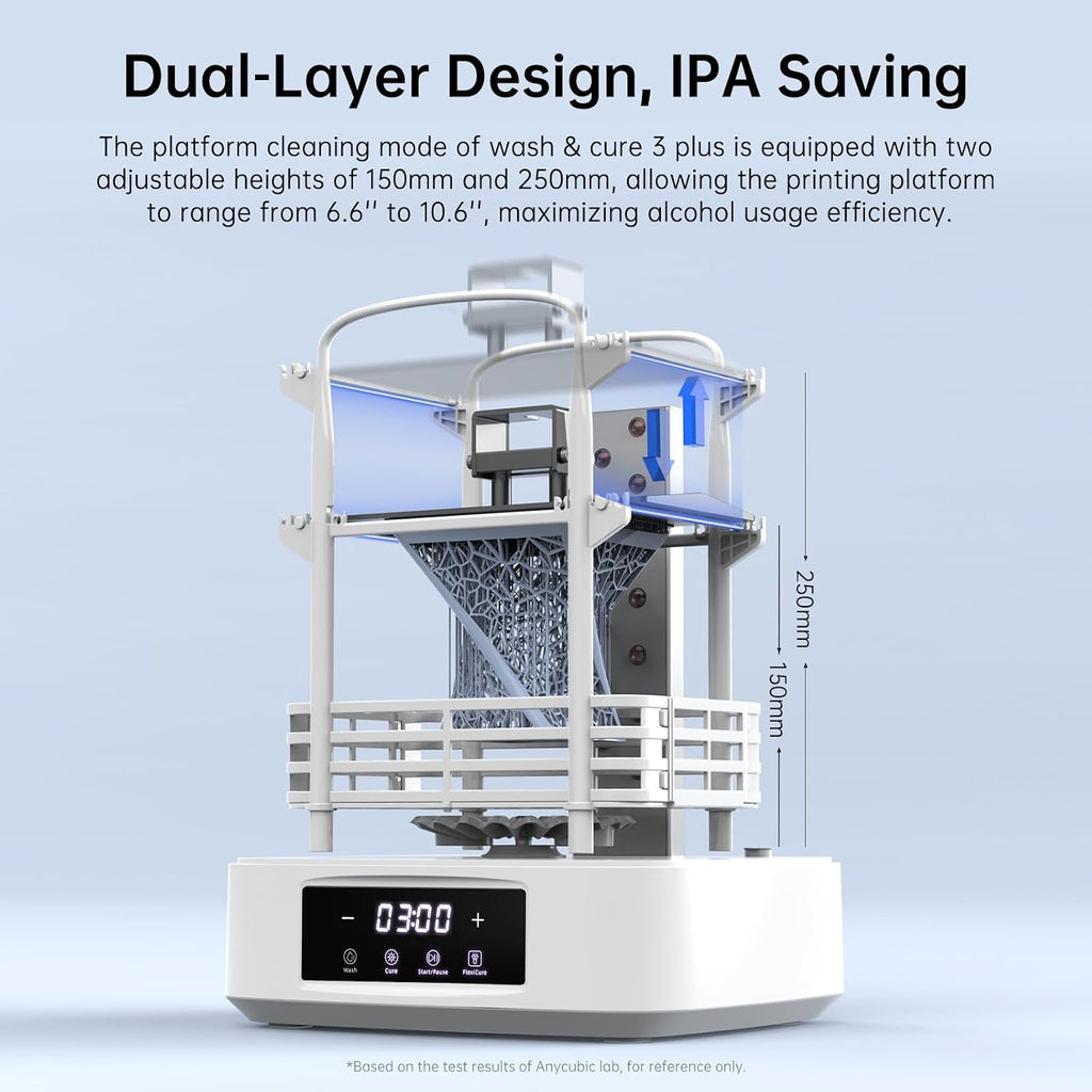 ANYCUBIC Wash and Cure 3 Plus Station, Size-Upgrade Wash Cure Machine with Gooseneck Lights, Dual-Layer Design and IPA Saving, for Anycubic Photon Mono M5 Saturn LCD/SLA/DLP 3D Printer