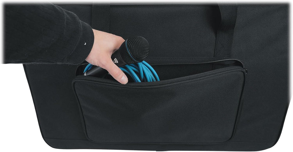 Rockville SB12 v2 Rolling Travel Bag for 12' DJ PA Speakers with Speaker Stand Pocket, Soft Foam Padding, Semi-Rigid Structure, Water-Resistant, for Mobile DJs and Musicians