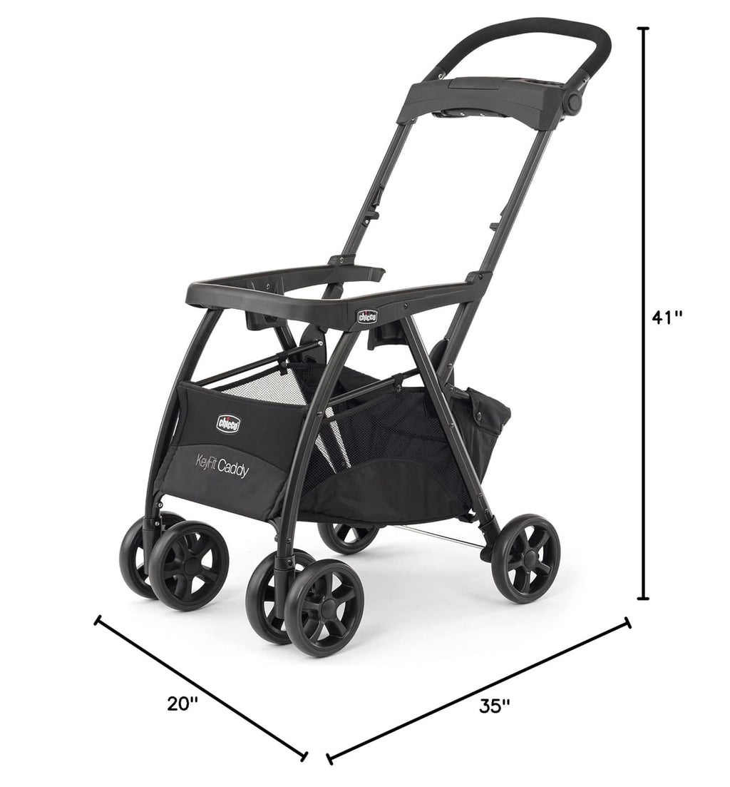 Chicco KeyFit Caddy Frame Stroller, Accepts All Chicco Infant Car Seats, Adjustable Handle, Parent Tray, Black/Black
