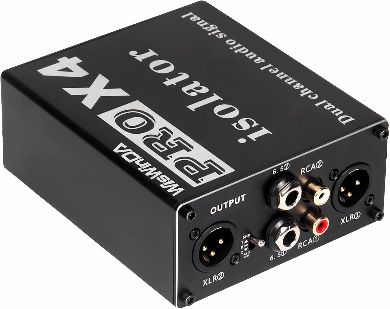 Pro X4 Multi-Purpose 2Channels XLR/RCA/AUX/TS/TRS Passive Hum Eliminator Box for Audio Equipments Ground Loop Isolator Noise Filter for Different Audio Systems Using