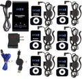 EXMAX ATG-100T 195MHz Wireless Tour Guide System Headsets Voice Transmission For Simultaneous Church Translation Translator Interpretation Equipment Teaching Conference Trip(1 Transmitter 6 Receivers)