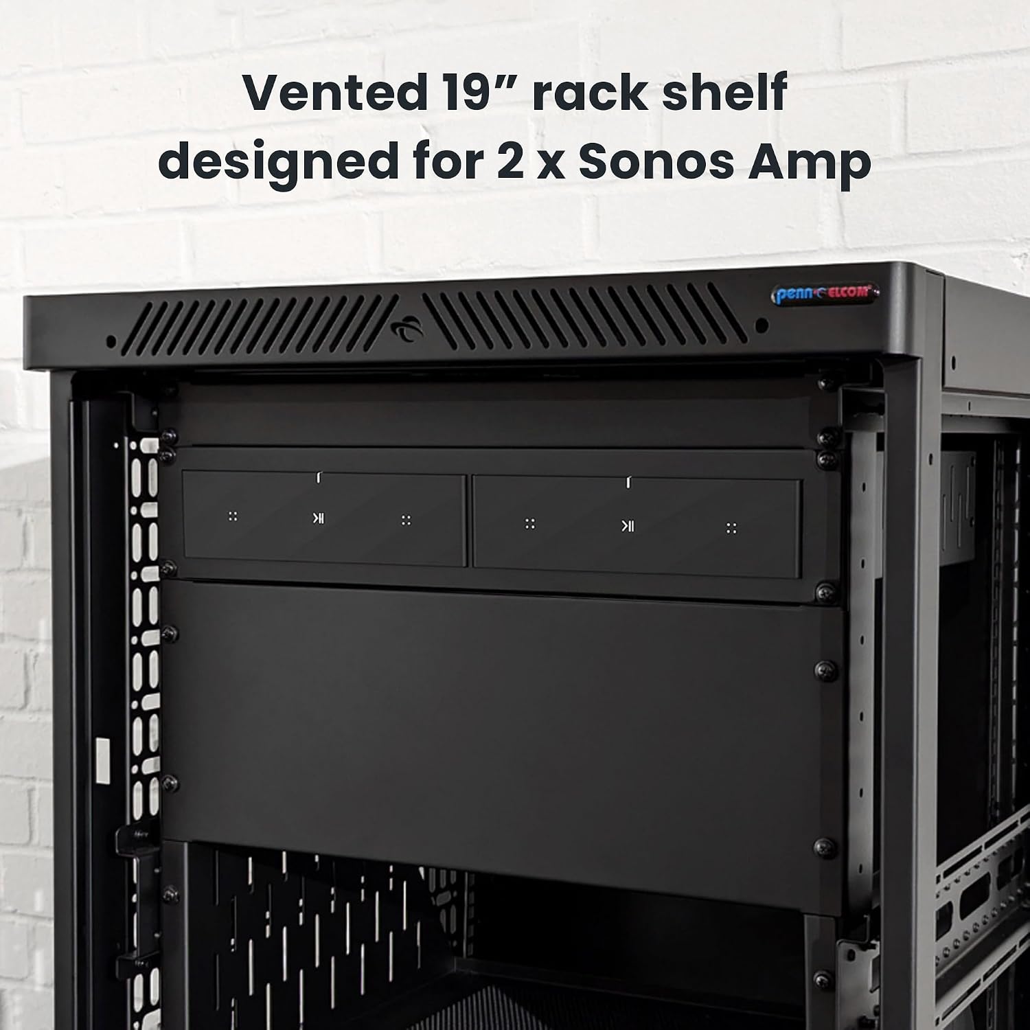 Penn Elcom Custom Media Rack Shelves Compatible with 2 x Sonos Amp Units
