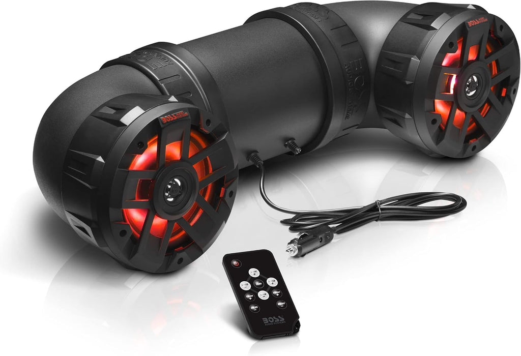 BOSS Audio Systems ATV65BRGB ATV Sound System - 6.5 Inch Speakers, Tweeters, IPX5 Weatherproof, Bluetooth, Built-in Amp, Multi-Color Illumination