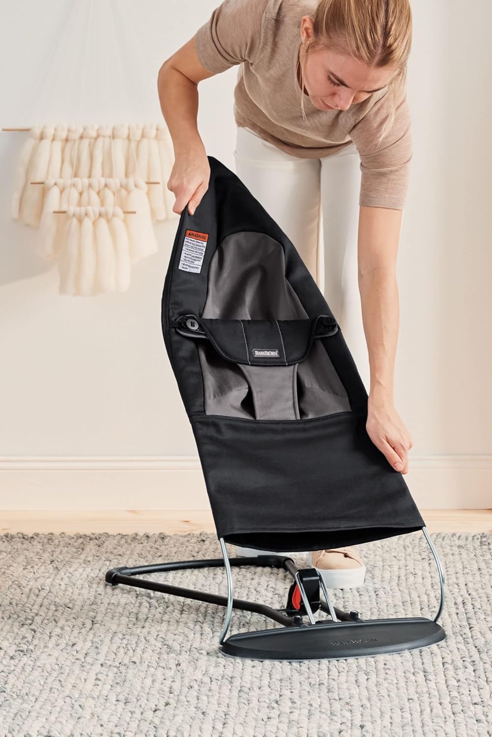 BabyBjörn Bouncer Balance Soft, Black/Dark Gray, Woven | 2-in-1 Adjustable Baby Bouncer Seat and Toddler Chair, Newborn to Toddler (8-29 lbs), 4 Positions, Lightweight & Portable