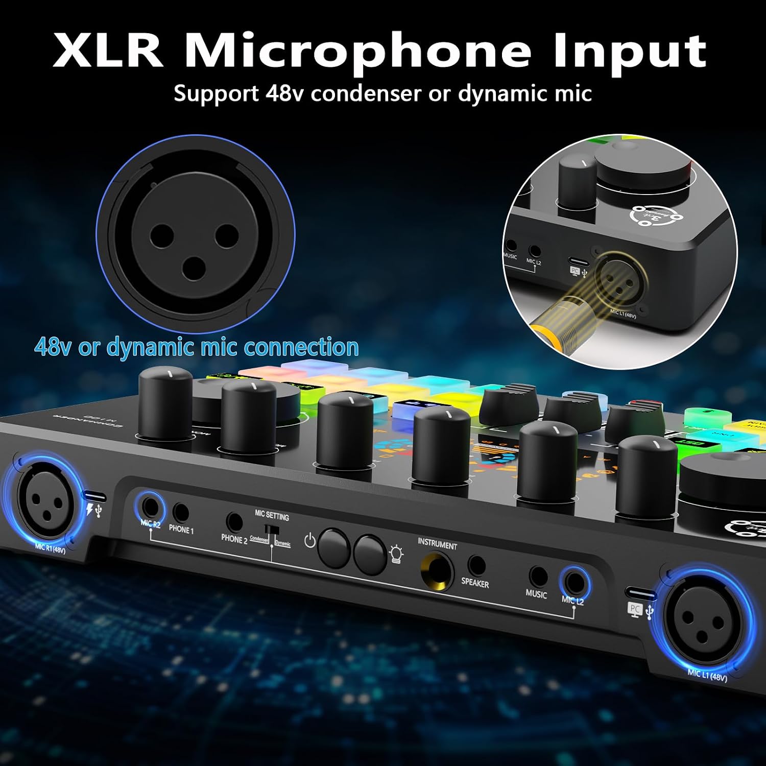 Podcast Equipment Bundle, Audio Interface with XLR Dynamic Microphone for Studio Recording Vocals, Podcasting, Streaming, Gaming, COMMANDER M100 3rd