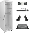 Tecmojo 42U Server Rack Network Cabinet 31.5' D x 23.6' W, Locking Data Cabinet Enclosure for 19' Server, Networking, AV & IT Equipment, Mesh Door, White