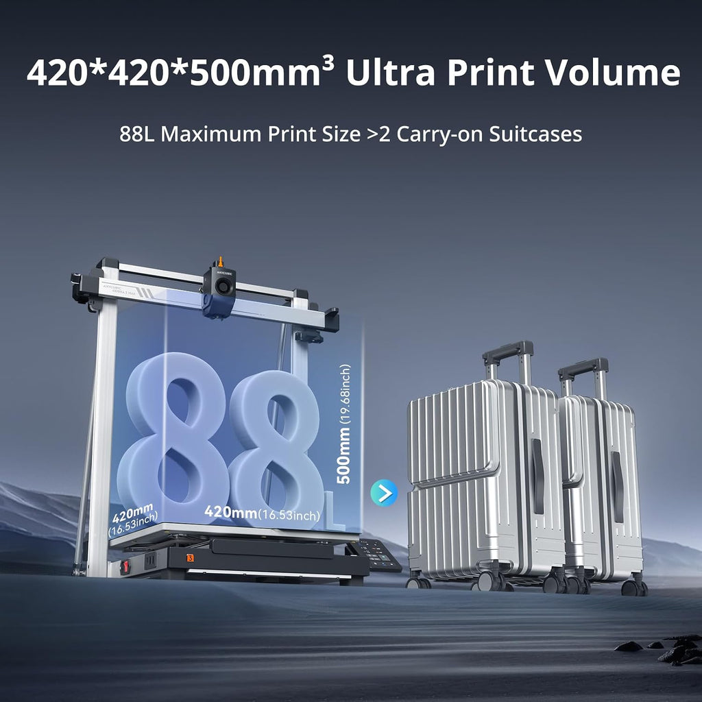 Anycubic 3D Printer Kobra 3 MAX Only, Support Multicolor Needs ACE Pro Large Printing Volume, 600mm/s High-Speed Precise Auto-Leveling & Anti-Skip Upgrade 420 * 420 * 500mm Print Volume