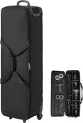 VEVOR Studio Equipment Trolley Case, 46.46 x 14.57 x 11.81 in / 118 x 37 x 30 cm, Rolling Camera Bag, Carrying Bag with Wheels Straps Padded Compartment Handle, for Light Stands, Tripods, Telescopes