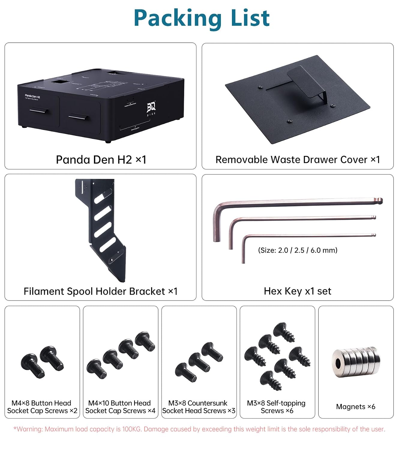 BIQU Panda Den H2 for Bambu-Lab H2D/H2S/H2C/X2D/P2S/P1S 3D Printers, Filament Waste Collection System for H2/P/X/A Series Printers, with Tool Storage Drawer, Custom Direct-Drop Poop Collecting Drawer