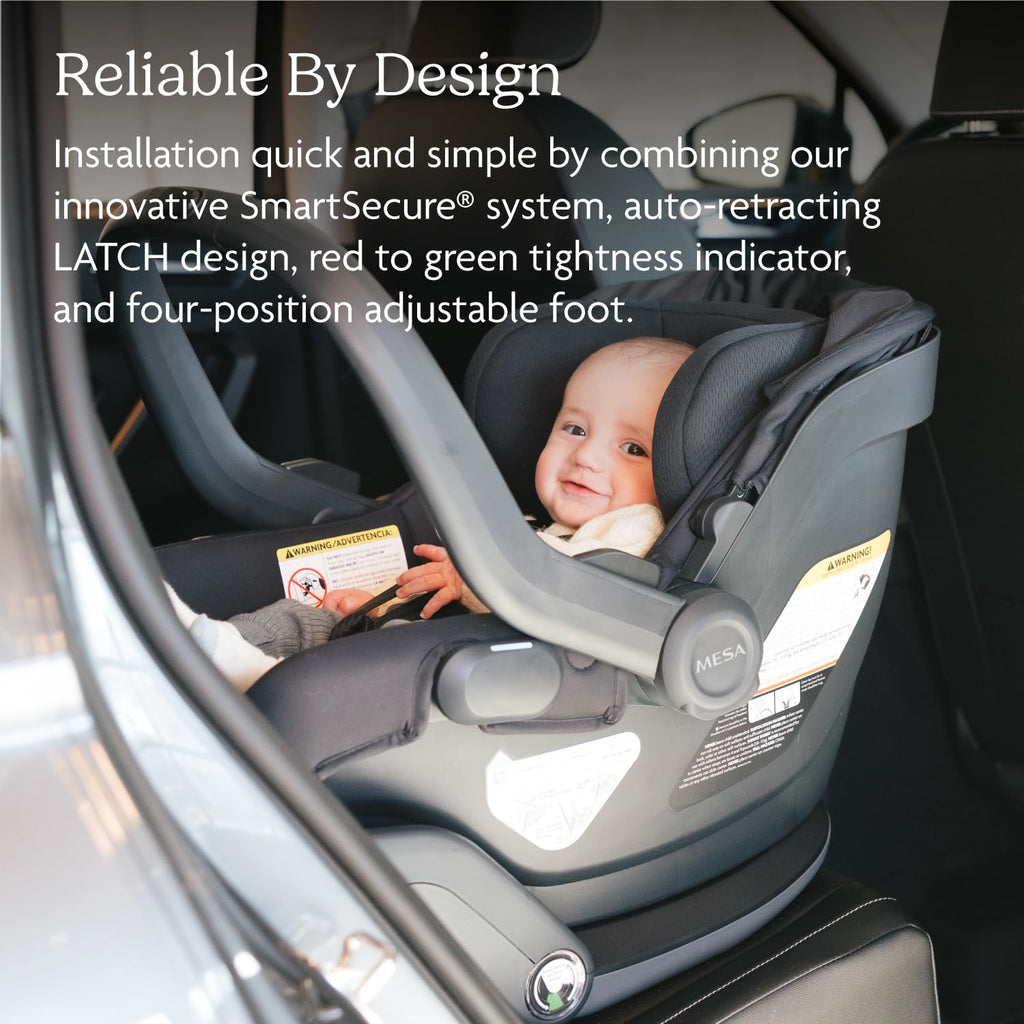UPPAbaby Mesa V3 Infant Car Seat - Easy Installation + SmartSecure Technology - Attaches to Stroller | Base + Infant Insert Included - Callum (Stone Blue)