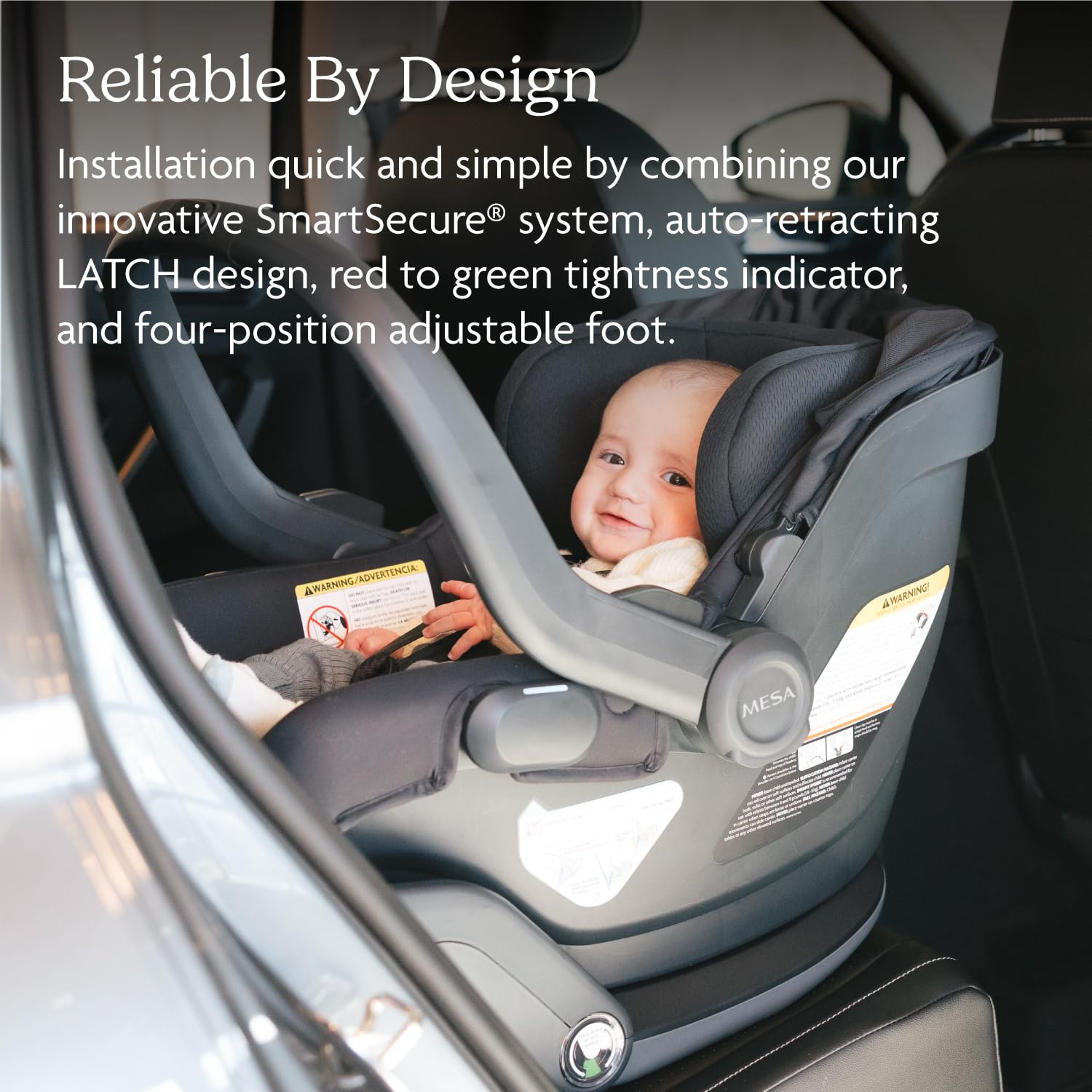 UPPAbaby Mesa V3 Infant Car Seat - Easy Installation + SmartSecure Technology - Attaches to Stroller | Base + Infant Insert Included - Callum (Stone Blue)