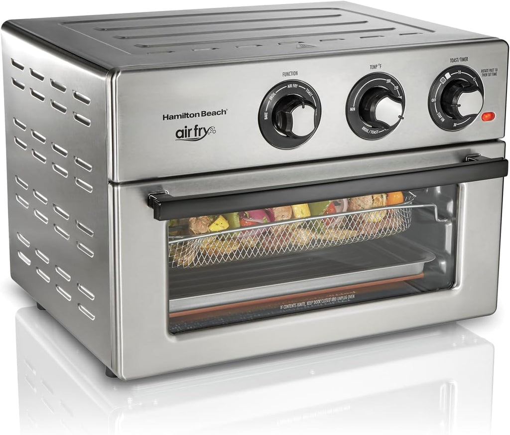 Hamilton Beach Toaster Oven Air Fryer Combo, Includes Bake, Broil, and Toast, Fits 12' Pizza, 1800 Watts, 6 Cooking Modes, Stainless Steel