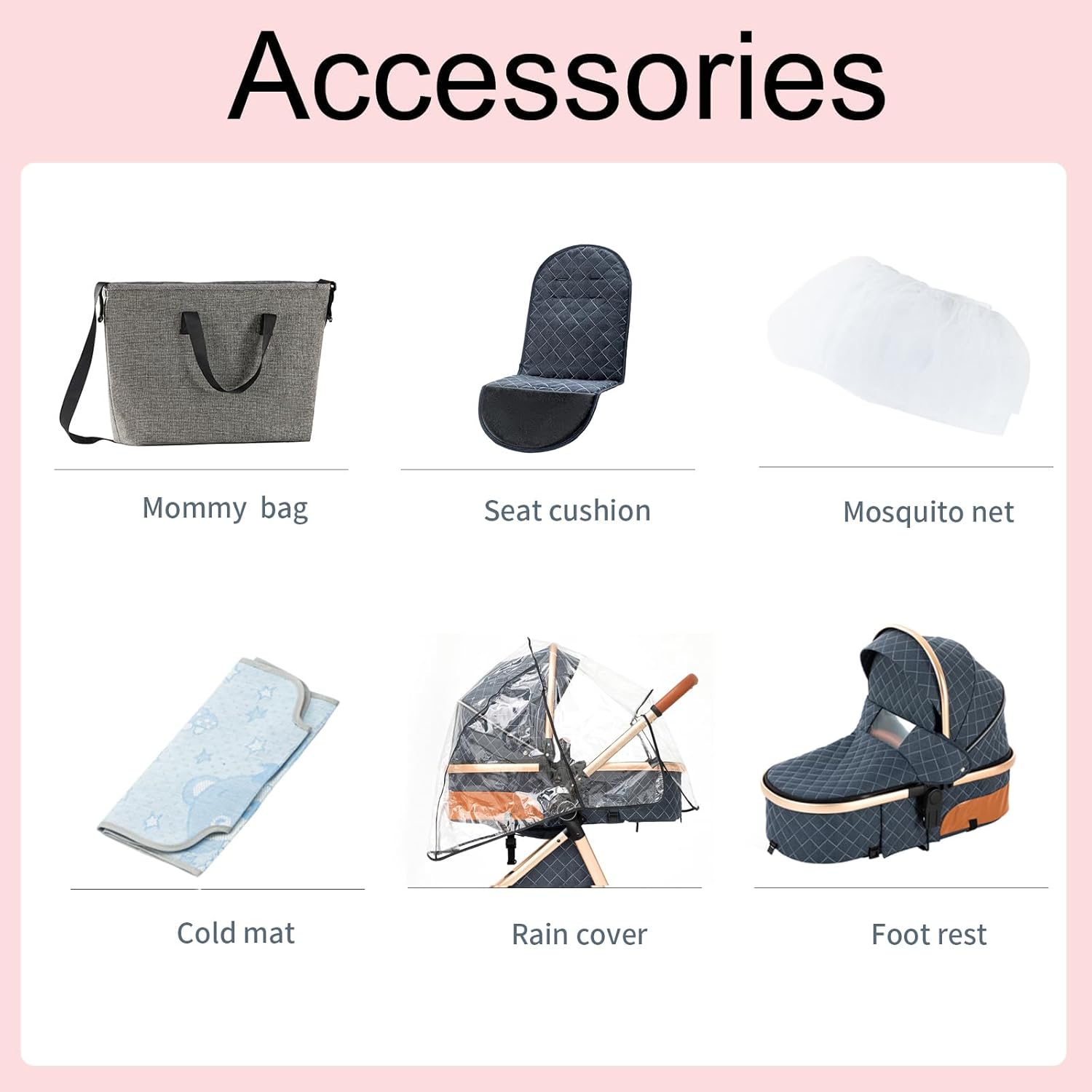 2 in 1 Baby Stroller, Convertible Pram, Reversible Standard Stroller, Portable Baby Buggy, Infant Carriage, Foldable High Landscape Pushchair for Toddler Newborn (225 Black Gold)