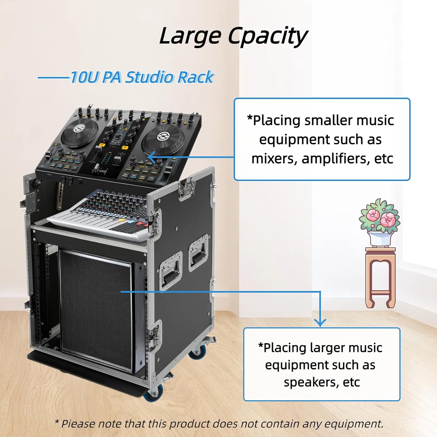 10U PA Server Rack Audio Rack Case 2 Tiers Studio Rack Mobile Flight Case Frame Server Rack DJ Table with Wheels DJ Equipment DJ Rack for Studios Theatres KTVs
