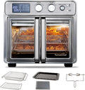 TomaChef 26QT French Door Air Fryer Toaster Oven Combo, 15 Cooking Functions including Rotisserie, and Digital Controls, 30 Recipes & 5 Accessories, Stainless Steel Finish