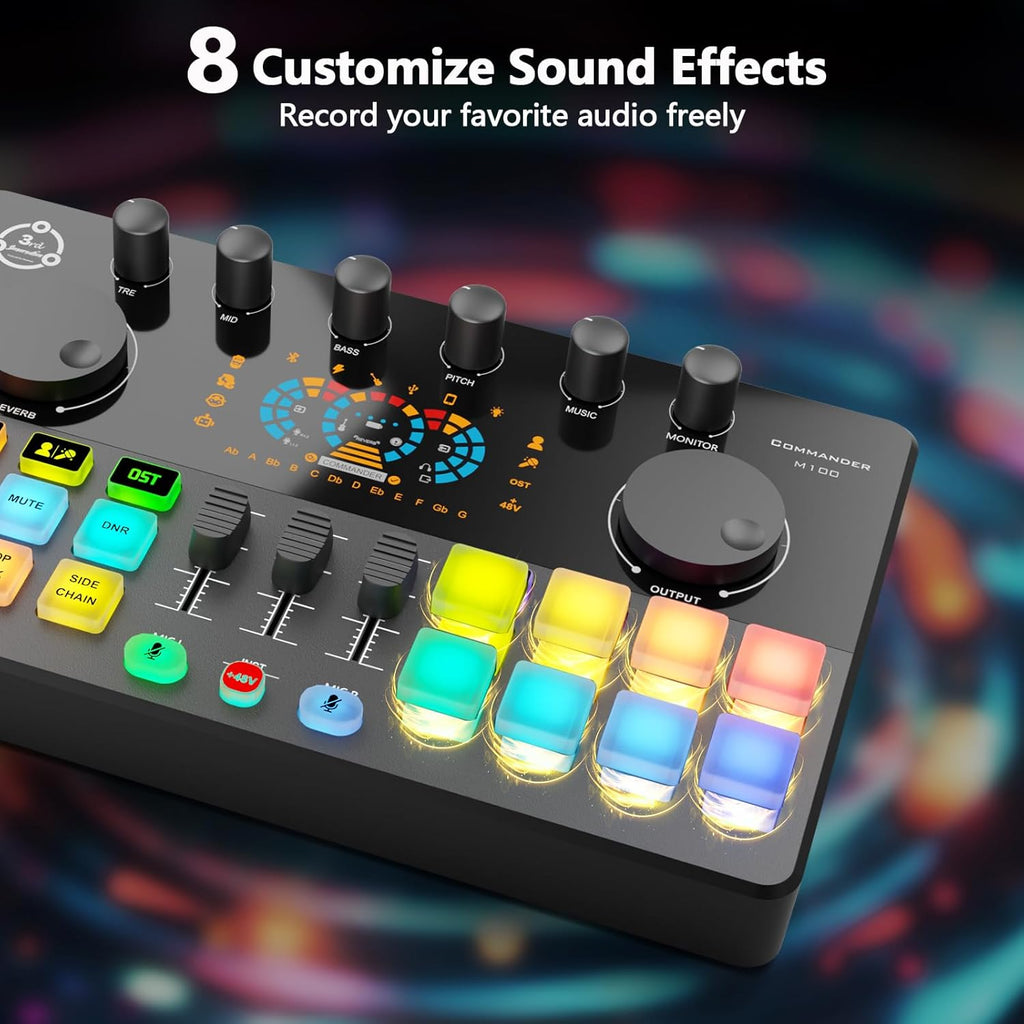 Podcast Equipment Bundle, Audio Interface with XLR Dynamic Microphone for Studio Recording Vocals, Podcasting, Streaming, Gaming, COMMANDER M100 3rd