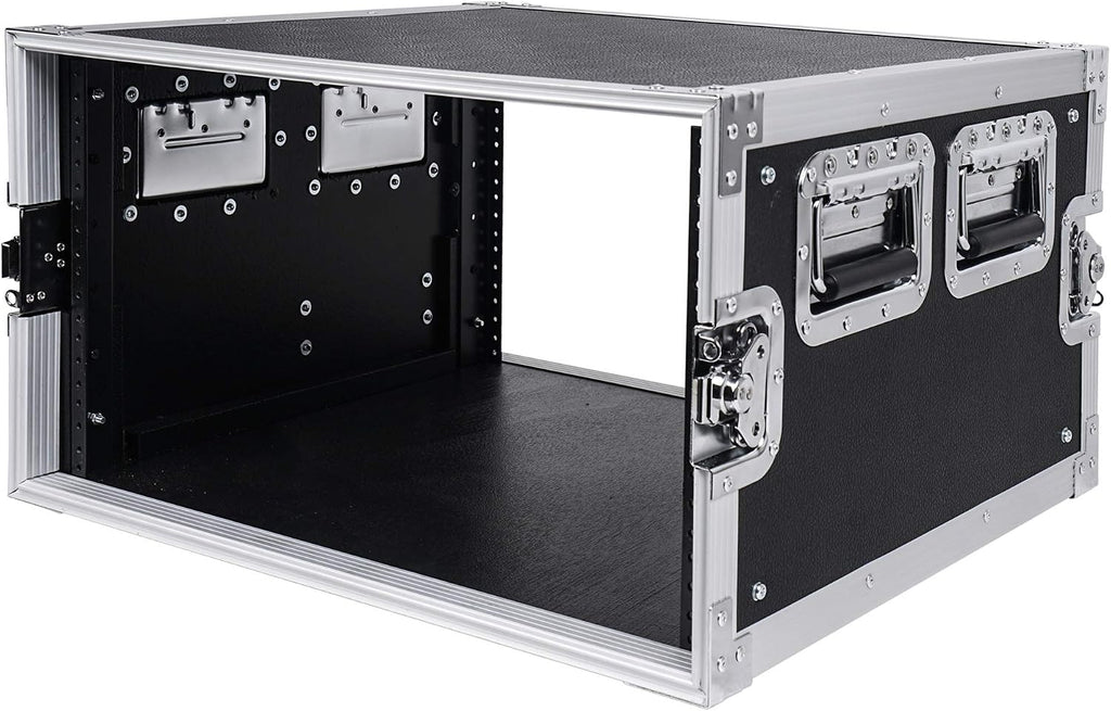 Sound Town 6U PA/DJ Rack/Road Case, 6-Space, with 21' Depth, Plywood, Metal Ball Corners - Pro Tour Grade (STRC-6U)