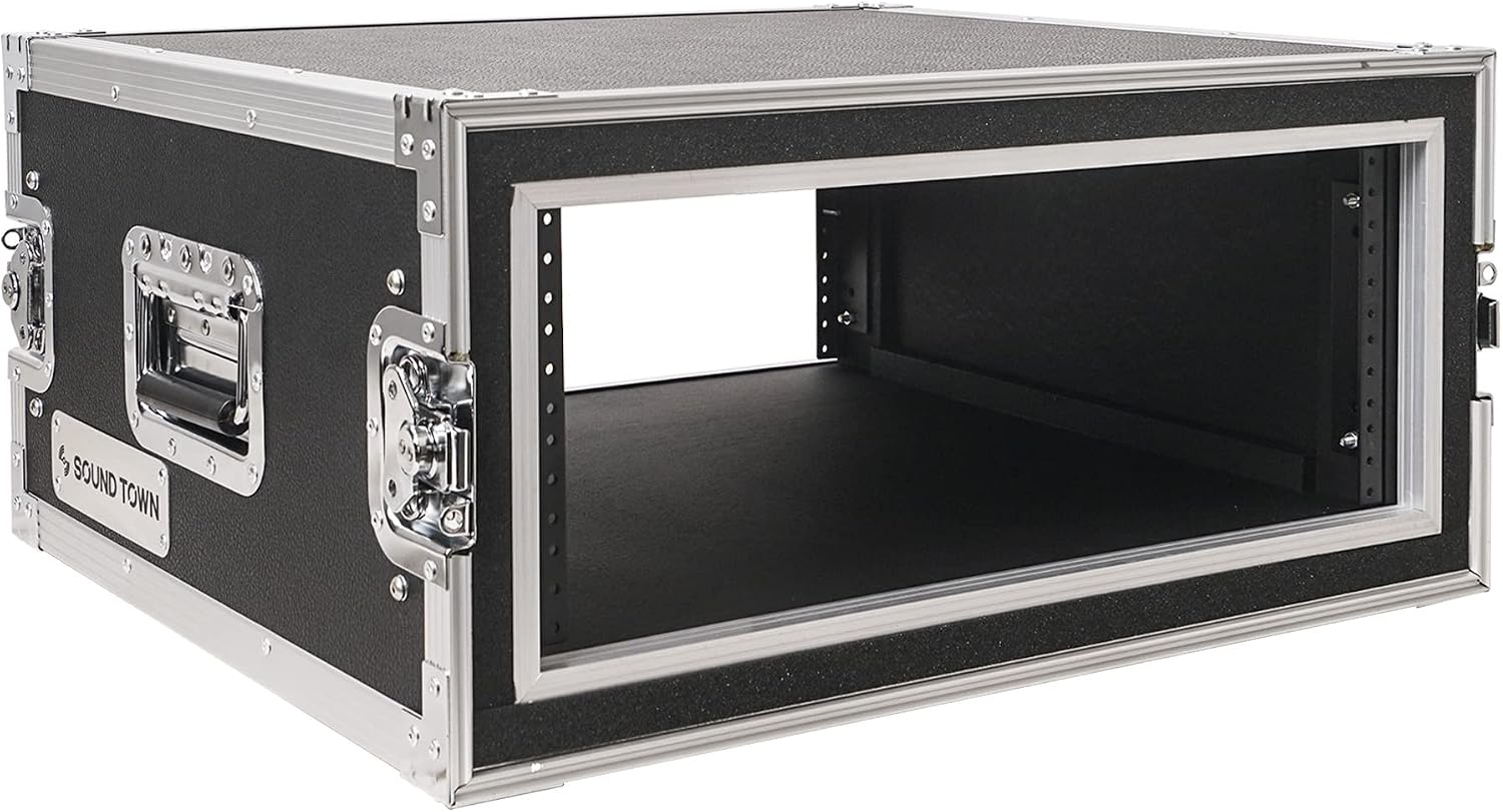 Sound Town Shock Mount 4U ATA Plywood Rack Case with 21' Rackable Depth, 4-Space Size, Pro Tour Grade (STRC-SP4U)