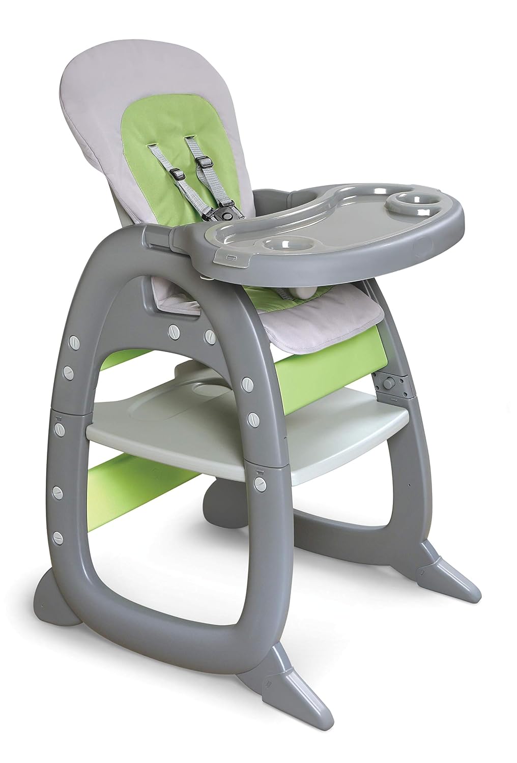 Badger Basket Envee II Convertible Baby High Chair with Infant Feeding Seat, Booster Seat, and Toddler Desk with Chair - Gray/Green