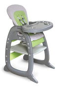 Badger Basket Envee II Convertible Baby High Chair with Infant Feeding Seat, Booster Seat, and Toddler Desk with Chair - Gray/Green