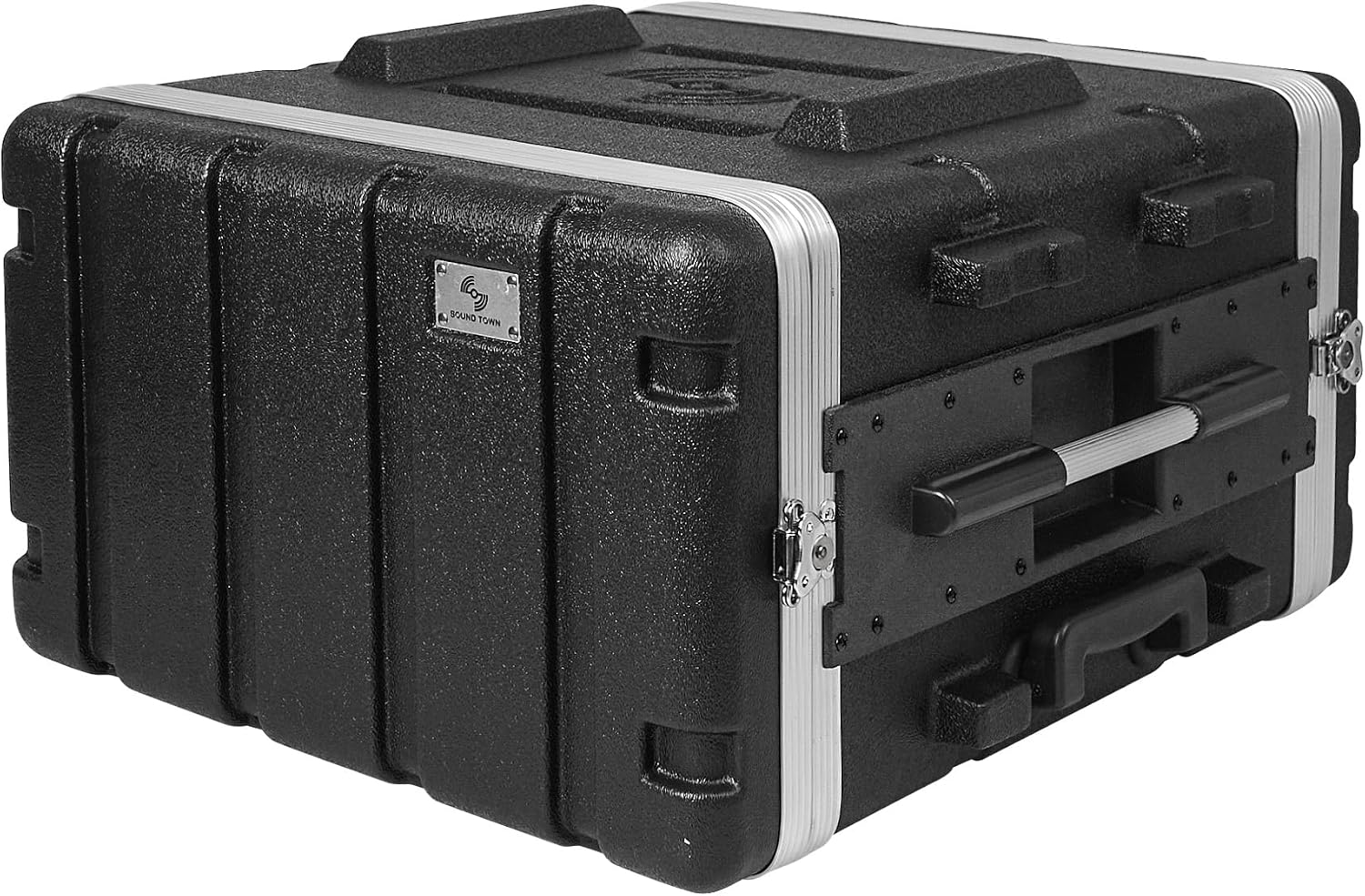 Sound Town Lightweight 6U PA DJ Rack/Road Case with 5U Rack Space, ABS Construction, 19' Depth, Retractable Handle, Wheels and Heavy-Duty Latches (STRC-A6UT)