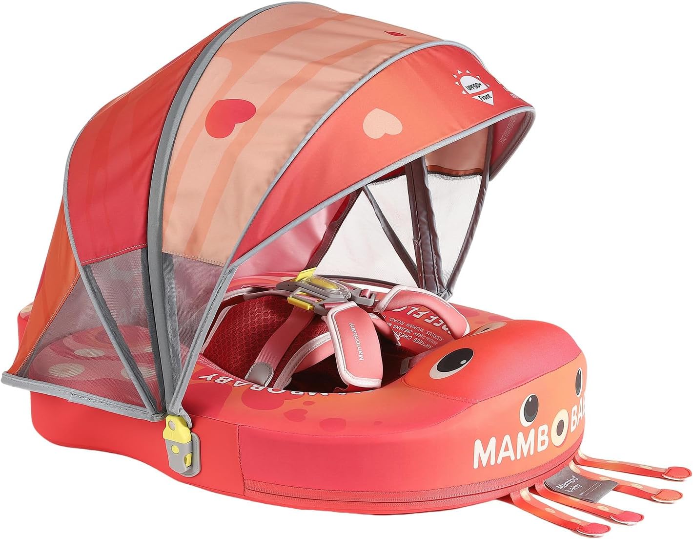 Mambobaby Float Deluxe Baby Pool Float: Safe & Comfortable Swim Trainer for Infants & Toddlers, Non-Inflatable Design, UV Protection Canopy, Fun Water Experience for Ages 3-24 Months