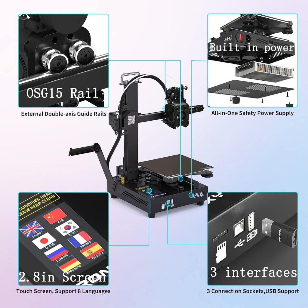 TRONXY CRUX 1S Mini 3D Printer,2025 New Version High Speed Small 3D Printers for Beginners,275°C Direct Extruder Double OSG15 Guide Rail, Print Size 7.09x7.09x7.09 inch