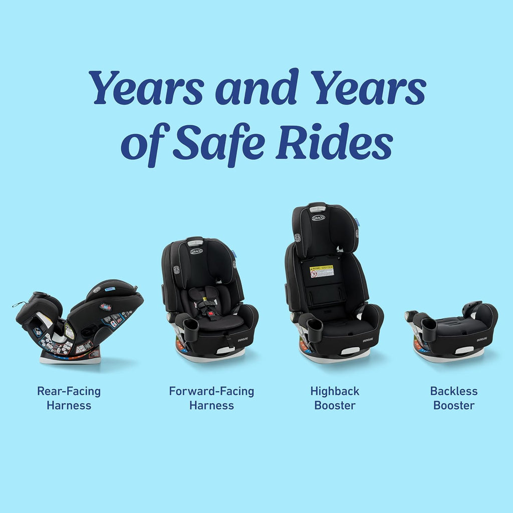 Graco Grows4Me 4-in-1 Convertible Car Seat, 10 Years of Use - Infant Car Seat to Toddler, 4 Stages of Use - Rear Facing, Forward Facing, High Back Booster, Backless Booster Seat, West Point Design