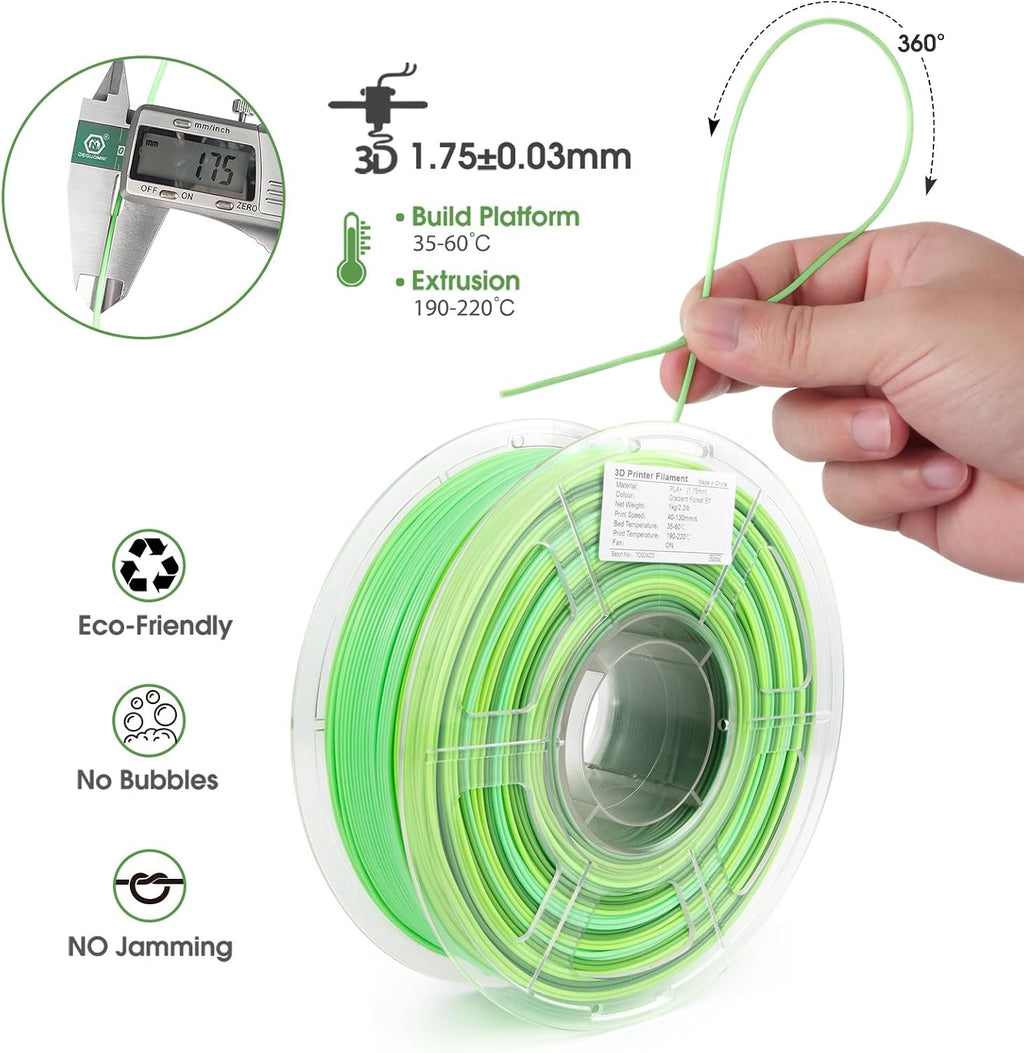 iSANMATE Rainbow Filament Bundle, 3D Printer Filament Rainbow PLA, Color Change Filament Dimensional Accuracy +/- 0.03 mm, 1KG*12 Spool