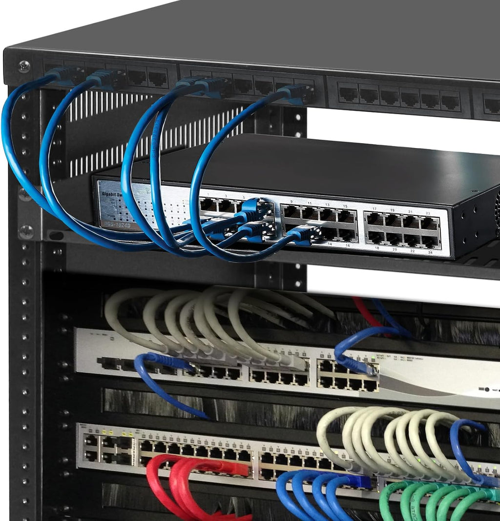 12U Rack with Caster Wheels, Heavy-Duty AV Rack with Adjustable Steel Shelf, Open Frame Server Rack for IT, AV, Data & Computer Equipment, 500lb Capacity, 19.7' W x 17.7' D x 26.8' H