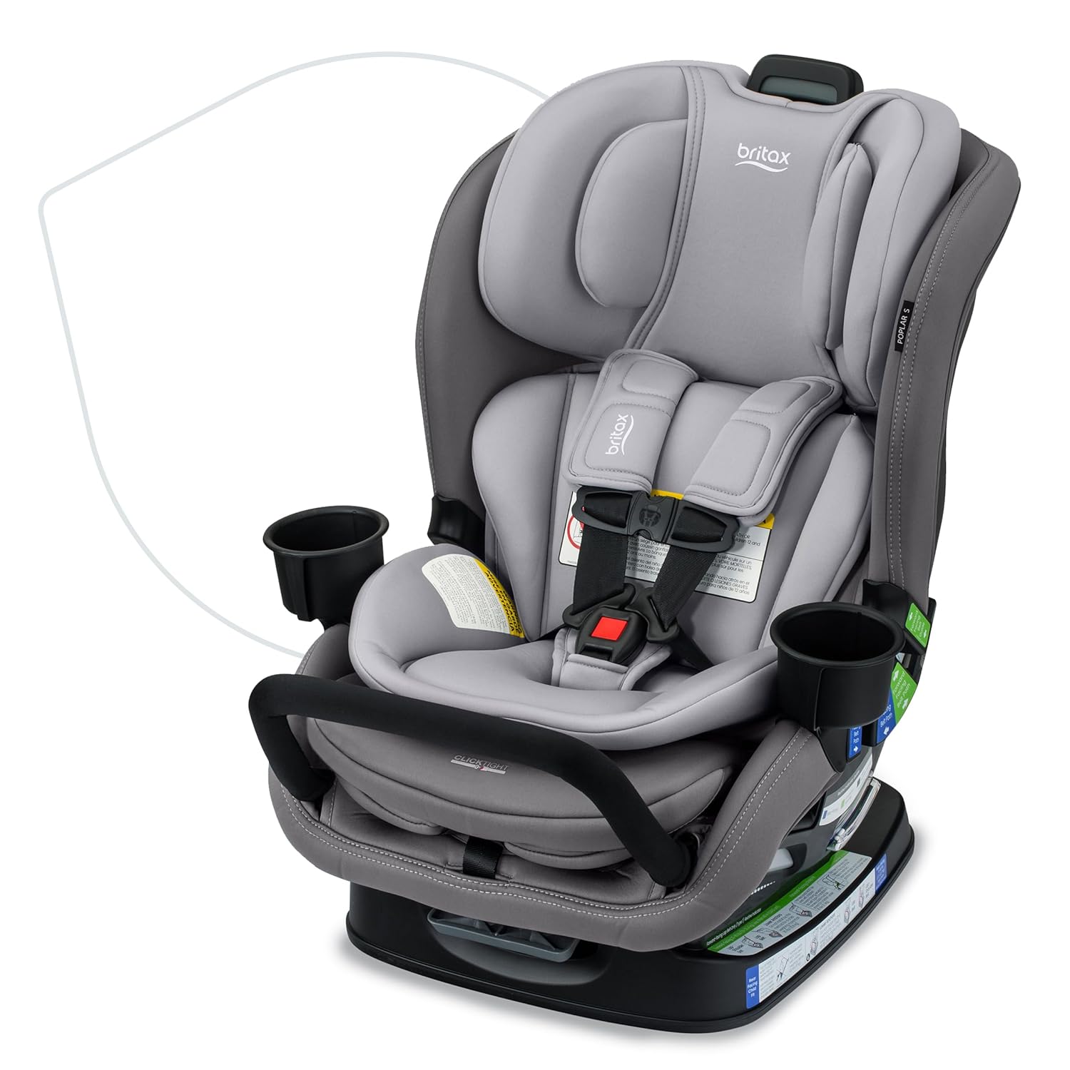 Britax Poplar S Convertible Car Seat, 2-in-1 Car Seat Extended Rear Facing, 17' Slim Car Seat Design with Fast & Easy ClickTight Installation, Anti-Rebound Bar & SafeWash Fabrics — Glacier Graphite