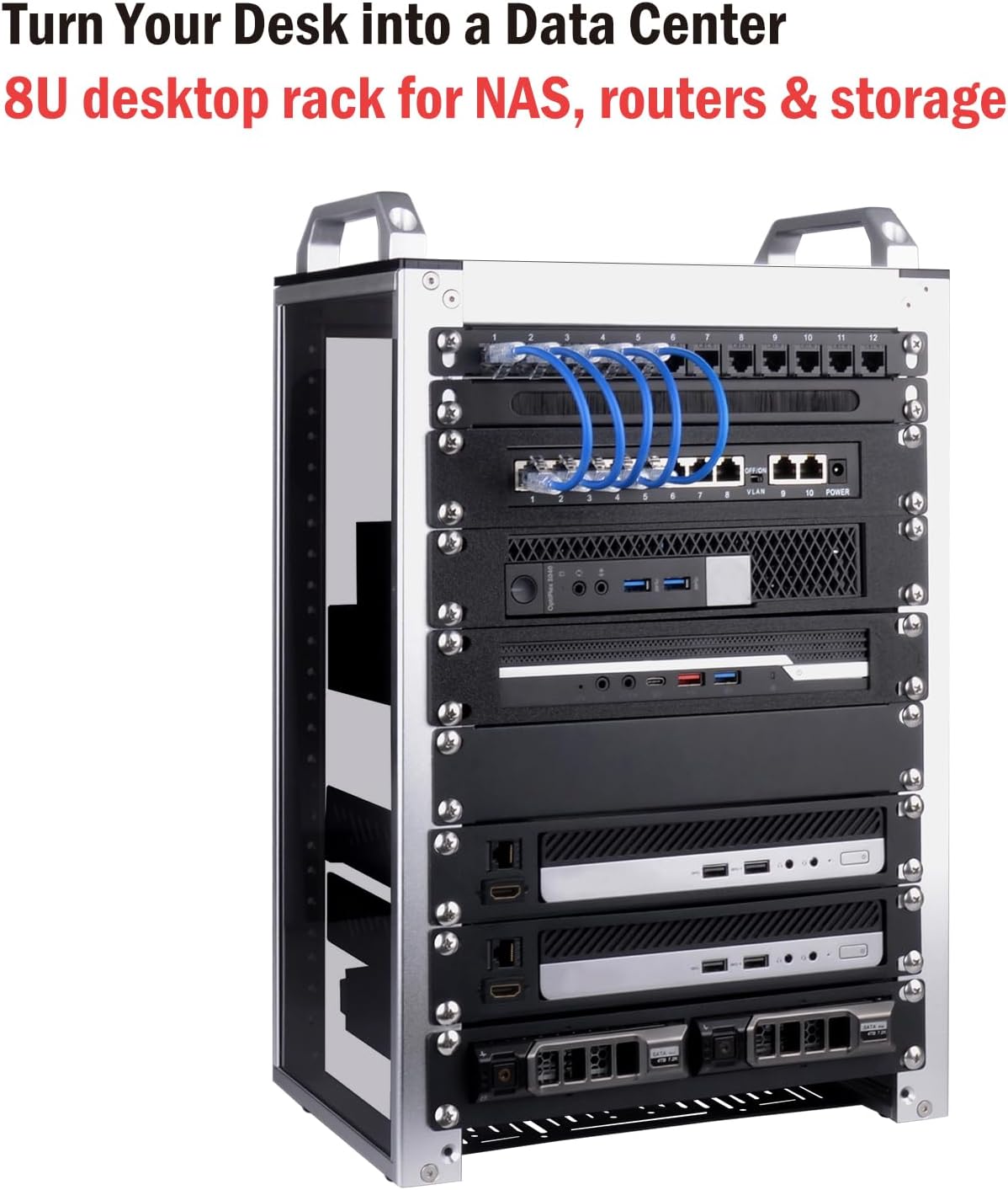 GeeekPi 8U Server Cabinet, 10 inch Server Rack for Network, Servers, Audio, and Video Equipment, DeskPi RackMate T1 Rackmount, 7.87 inch Depth