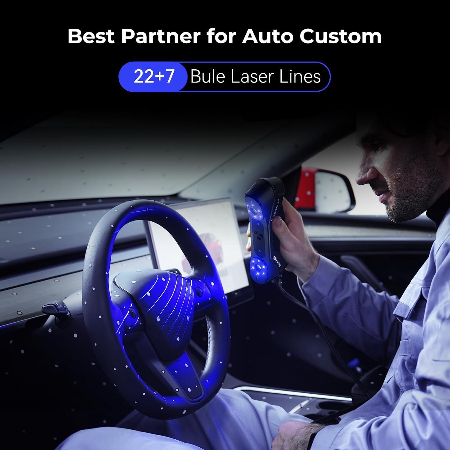 Creality 3D Scanner CR-Scan Raptor Pro for 3D Printing, 22+7 Blue Laser & NIR Handheld Scanner 0.02mm Accuracy, 60fps High-Speed & 5MM to 4M Objects, 24-Bit Full-Color Scanning for Windows macOS
