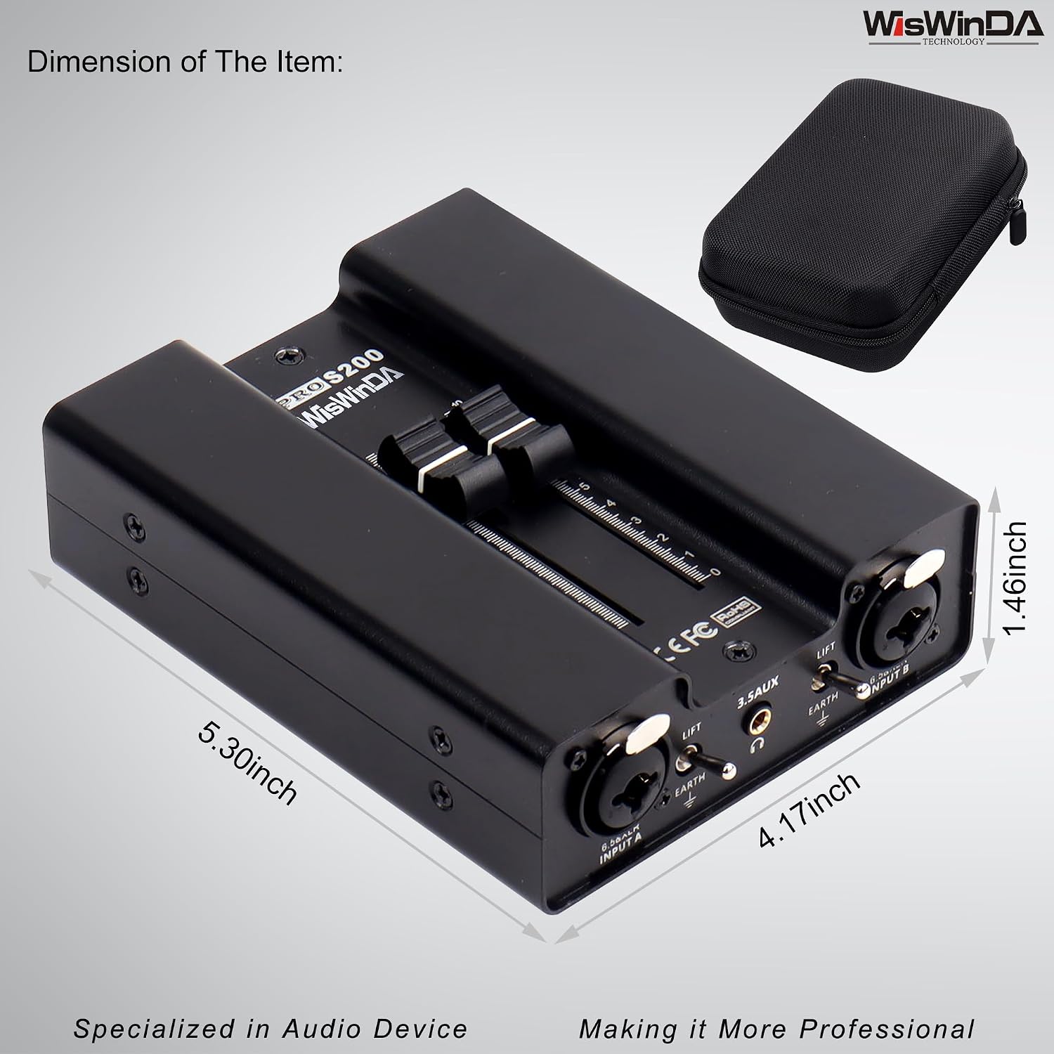 VS200 2Channels Pro XLR/AUX/TS/TRS Passive Hum Eliminator Box with Fader Variable Volume Controller for Audio Equipments Ground Loop Isolator Noise Filter for Different Audio Situation Using