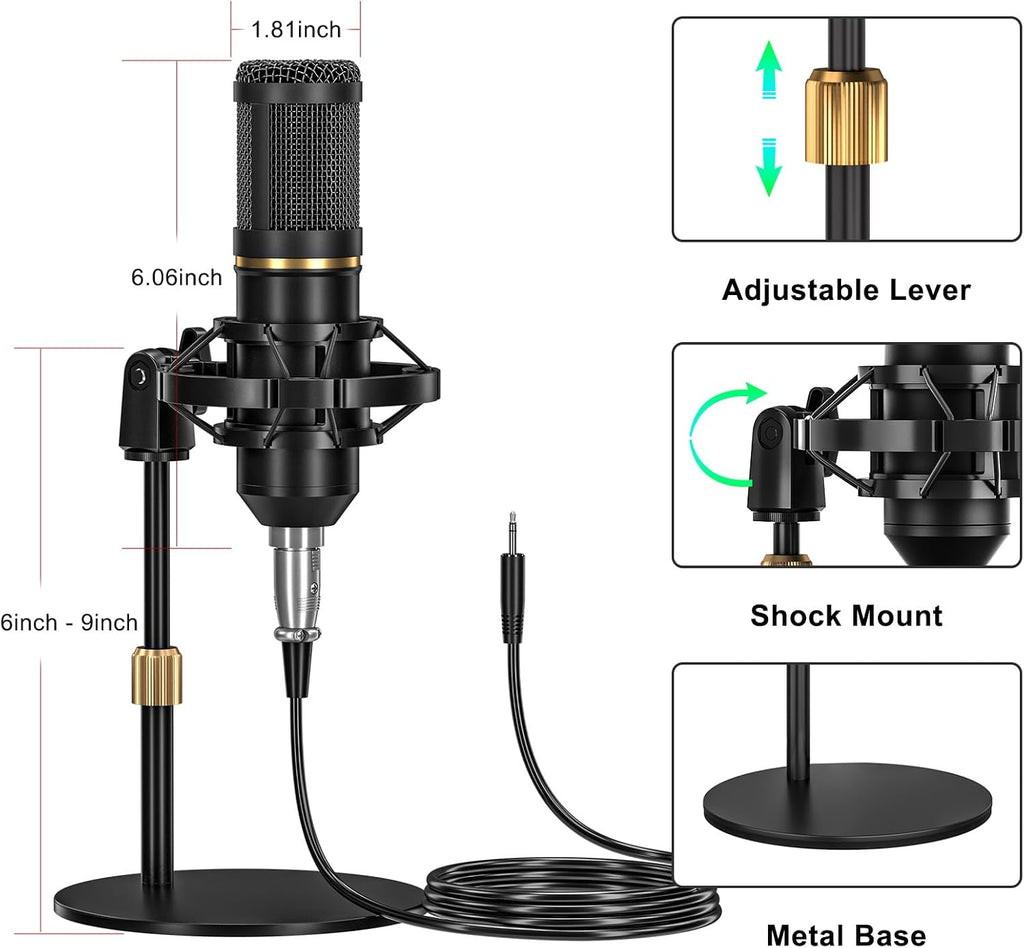 podcast equipment bundle, Live Sound Card with Audio Interface, All-in-One Audio Mixer with Voice Changer, Condenser Microphone for Live Streaming, Singing, Gaming, and Content Creation.