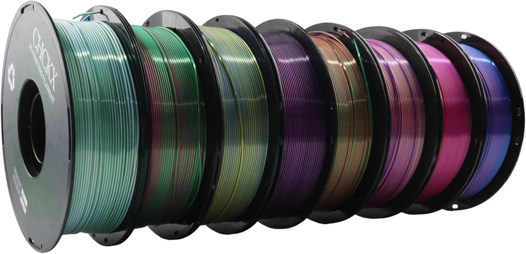 16 Pack PLA Filament Bundle, Silk Tricolor PLA Filament 16 Rolls, 1kg Spool(2.2lbs)，1.75 mm, Dimensional Accuracy +/- 0.02mm, 16 Different Triple Colors