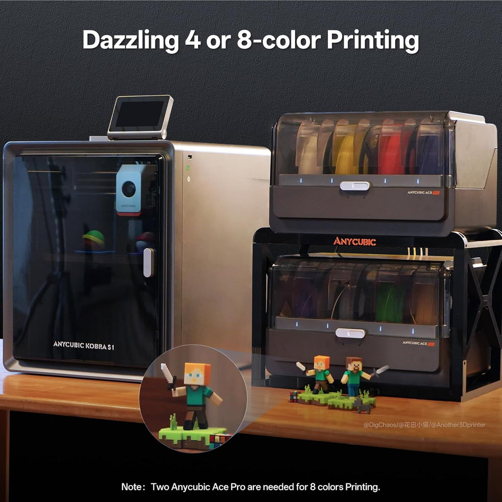 Anycubic Multicolor 3D Printer, Kobra S1 Combo Core XY Stable Structure with Sealed Printing High Precision 600mm/s Fast Speed Auto Calibration Ideal for Precision and Efficiency 9.8'x9.8'x9.8'