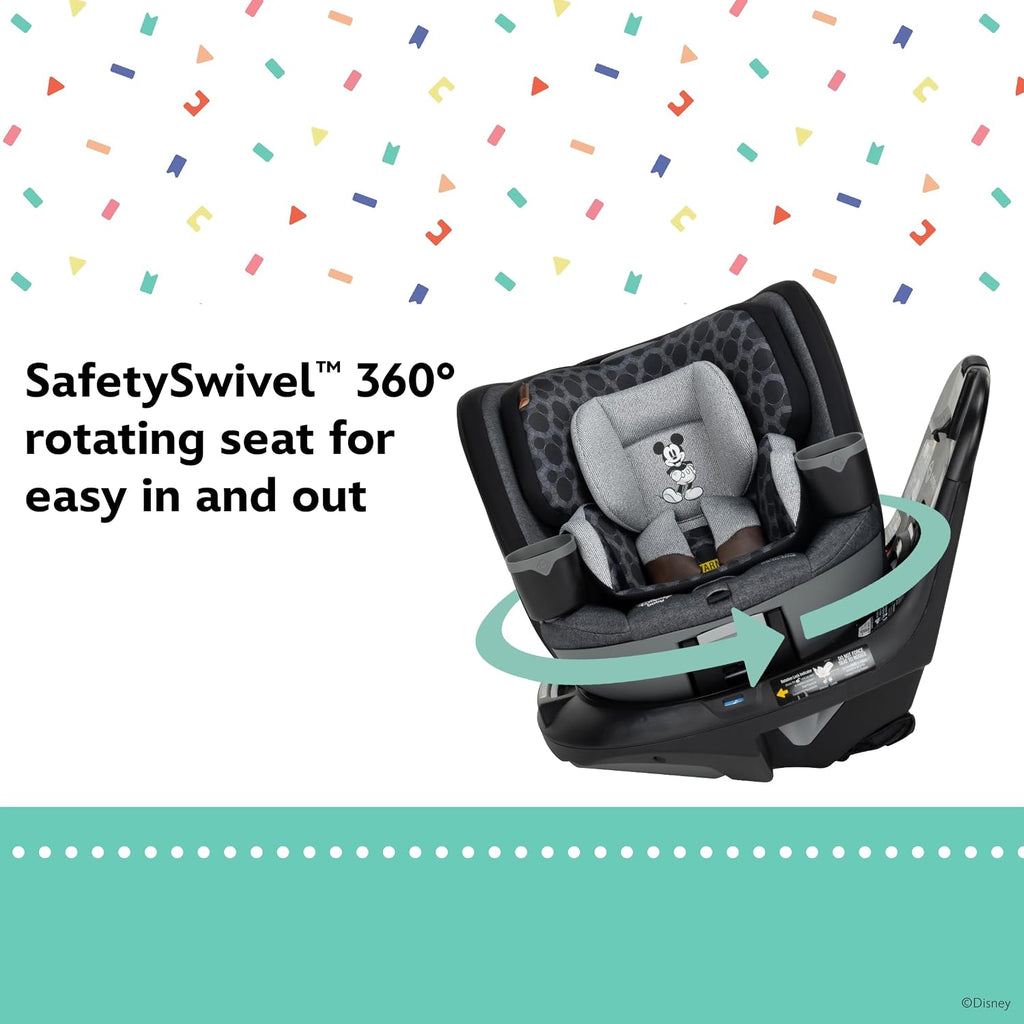 Disney Baby Turn and Go 360 Rotating All-in-One Convertible Car Seat, Vintage Mickey Mouse