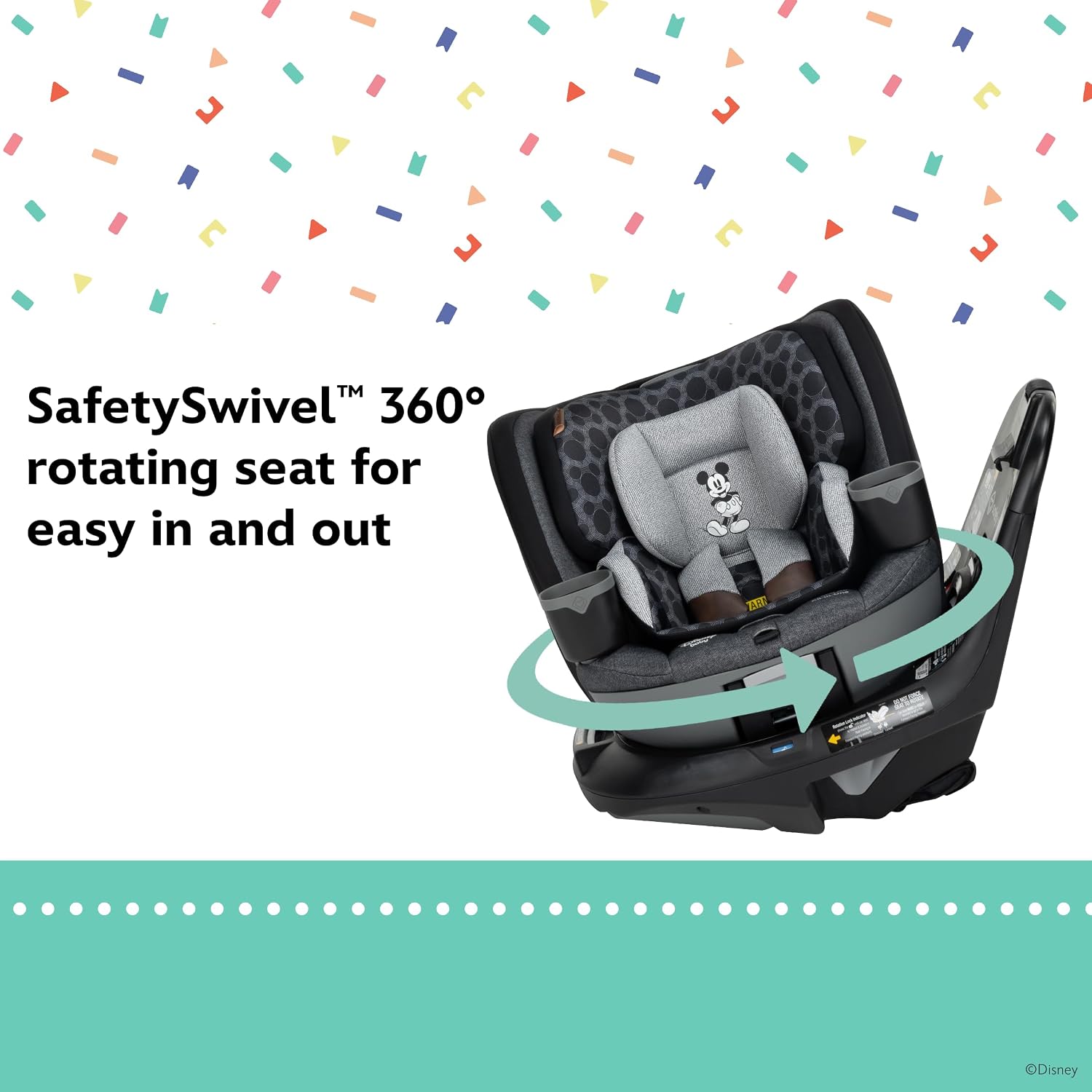 Disney Baby Turn and Go 360 Rotating All-in-One Convertible Car Seat, Vintage Mickey Mouse