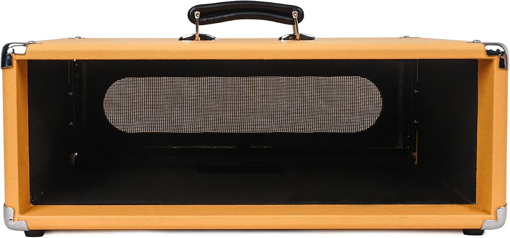 Sound Town Vintage 3U Amp Rack Case, 12.5' Depth with Rubber Feet, Dust Cover, Kickstand, Orange (STVRC-3OR)