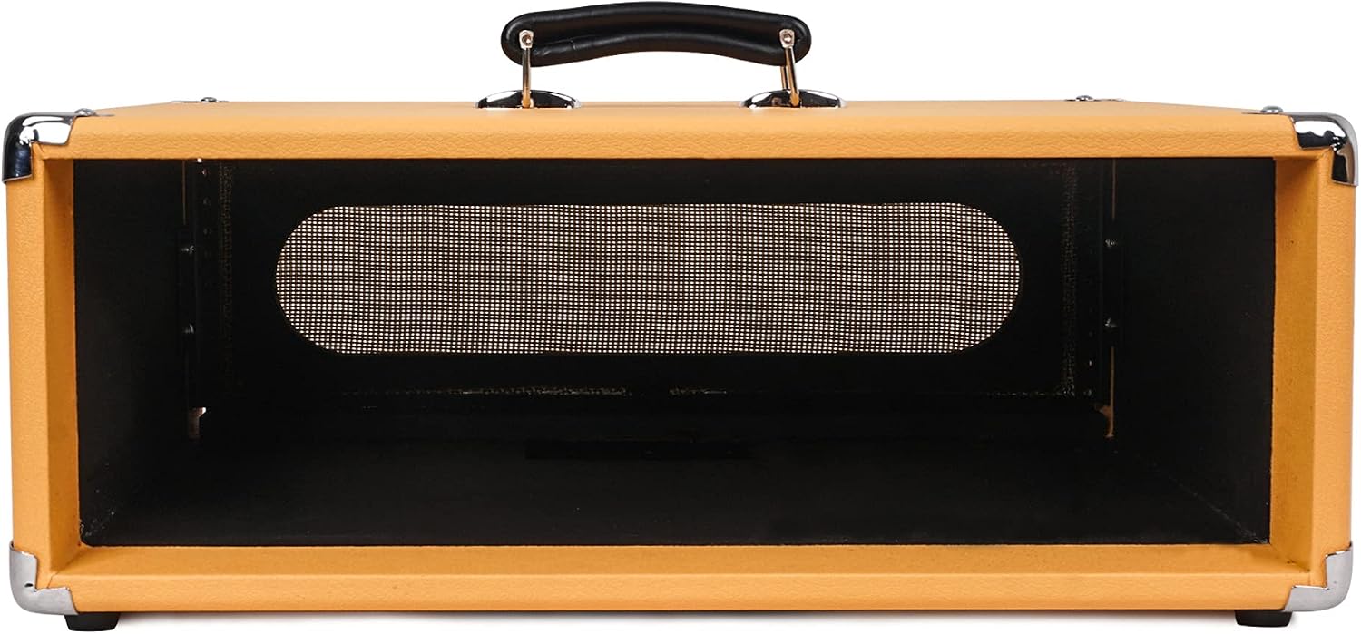 Sound Town Vintage 3U Amp Rack Case, 12.5' Depth with Rubber Feet, Dust Cover, Kickstand, Orange (STVRC-3OR)